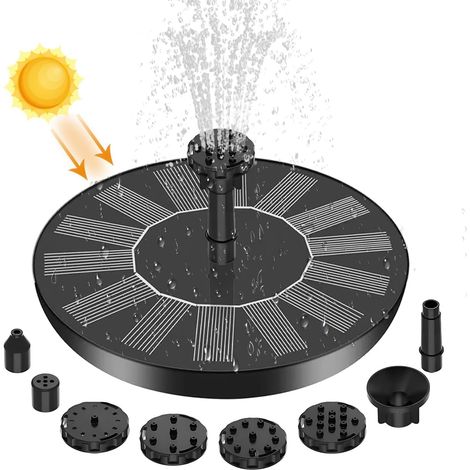 Pompe solaire pour bain d'oiseaux, fontaine solaire améliorée de 1,4 W avec 6 buses, pompe à eau flottante pour bain d'oiseaux, jardin, étang, piscine, extérieur