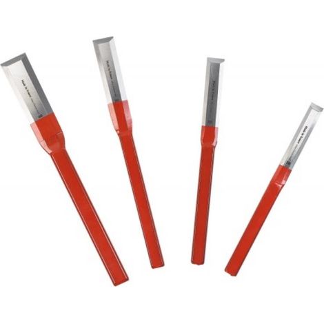 Ciseaux de charpentier 4 pièces – Largeur lame 20-25-30-40 mm – Manche revêtu pour confort – Outils acier au chrome affûtables – Emile Peyron