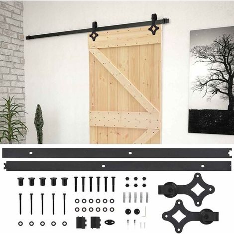 Porte coulissante naturelle et noire, 90 x 210 cm