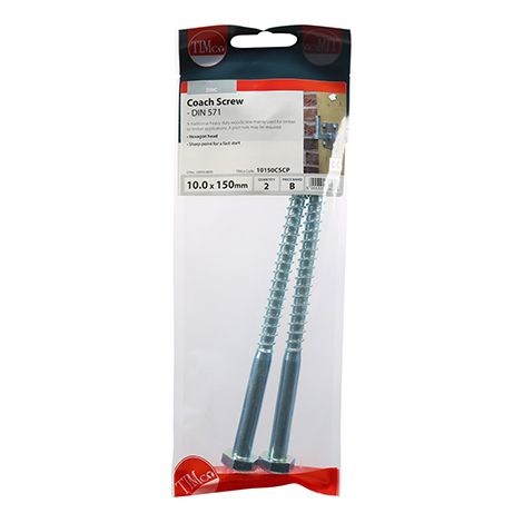 TIMCO Coach Screws Hex Head Silver - 10.0 x 150