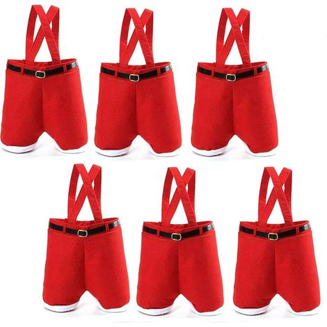 6PCS Santa Pants Christmas Candy Treats Bags with Handle Gift Bags (1/5)