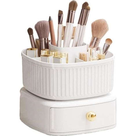 Multifunctional cosmetic storage box for makeup, 14 x 16 cm, 360° rotating brush storage box (1/5)