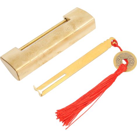 Cadenas antique en laiton, espacement de 5,9 cm, cadenas horizontal de style chinois ancien, couleur laiton, antirouille, idéal pour les boîtes à bijoux. (1/5)