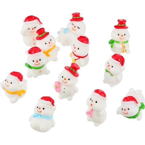 12 Pièces Décor Miniature de Bonsaï Noël en Résine Blanche (1/5)