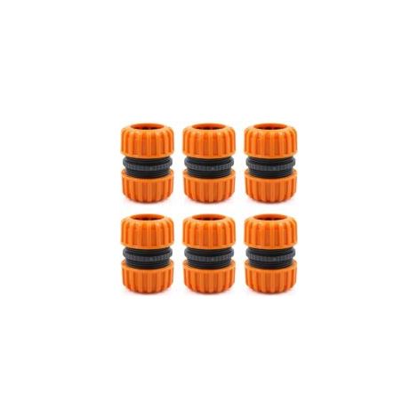 Kit de reparación de mangueras de jardín - 6 piezas para conectar mangueras de 19 mm (3/4"), para una conexión rápida y sencilla o reparación sin herramientas, color amarillo - Crezuo