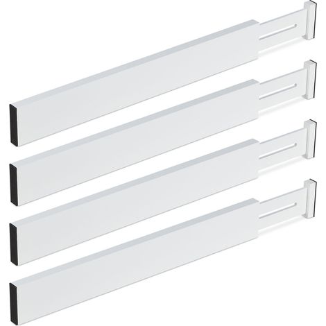 Lot de 4 séparateurs réglables pour tiroir cuisine bureau 40 x 8 x 5 cm en bambou blanc (1/4)