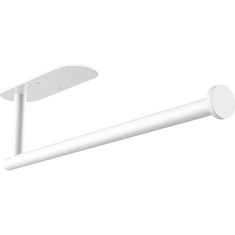 1 - Porte Essuie Tout - Support Papier Mural - Acier Inoxydable Adhésif Ou À Viser - Pour Cuisine Salle De Bain Camping Car - Blanc - 32cm