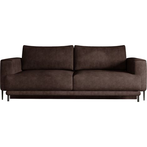 Canapé droit convertible coffre tissu DAVINA - Pieds métal noir-Marron vintage (1/5)