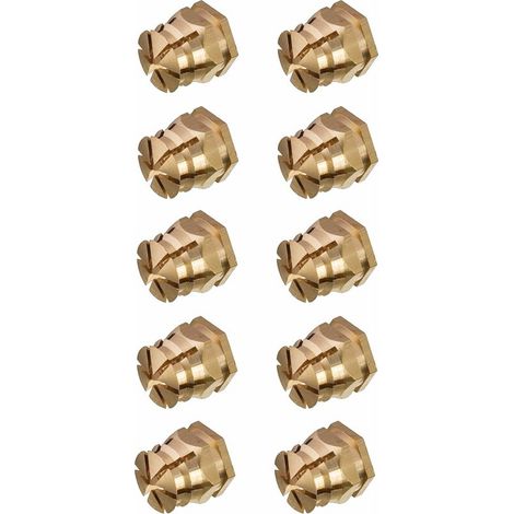 – Lot de 10 manchons d'écartement en laiton M6 x 8mm – Pour meubles en bois – Renforcement des joints – Insert vis écrou (1/4)