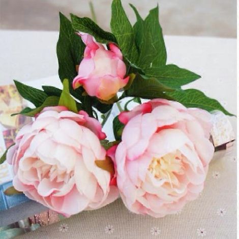 Pivoine artificielle européenne blanche lavanderose clair (1/5)