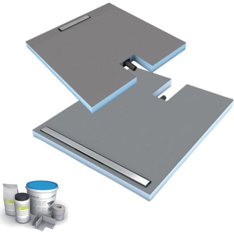 Receveur à carreler 120 x 90 cm Wedi Fundo Plano Linea - écoulement linéaire sortie sur le petit coté + kit d'étanchéité
