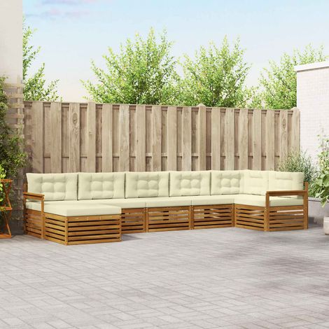 Sofagarnituren 7 pcs Natur und Creme Massivholz Akazie