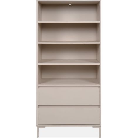 Bibliothèque 2 tiroirs 4 niches beige 78 cm - Ronda (1/4)