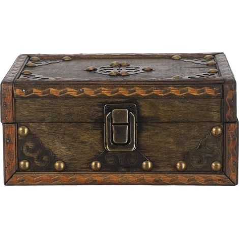 Coffre de Rangement Vintage en Bois Gris Rétro, Petit Coffret Décoratif pour Bijoux et Souvenirs, Boîte à Trésors Multifonction pour Décoration Intérieure et Organisation Maison (1/5)