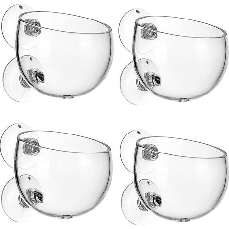 Pot Pour Plantes Aquatiques - Verre Cristal - Fond Perforé - Fixation Par Ventouse - Pour Aquarium Eau Douce Et Eau De Mer - 4 Pièces
