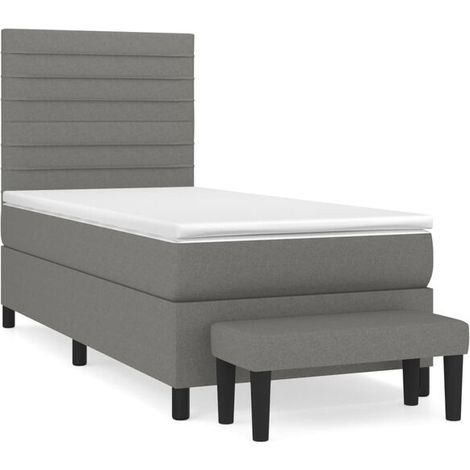 Cadre de lit en tissu, matelas inclus, gris foncé, 80 x 200 cm (1/5)