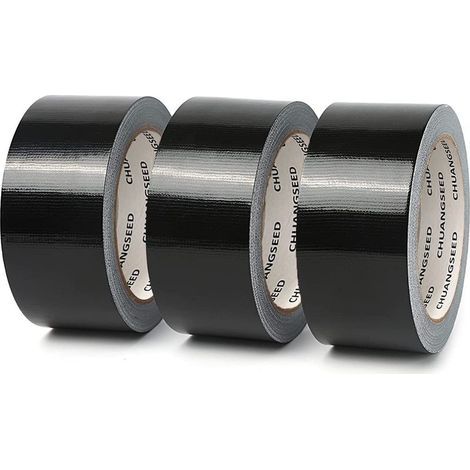 Lot de 3 rubans adhésifs en toile noir,bricolage heavy duty duct tape black,210 mic x 50mm x 25 m de qualité supérieure résistants à l'eau, ruban adhésif de réparation,gaffer noir (1/5)