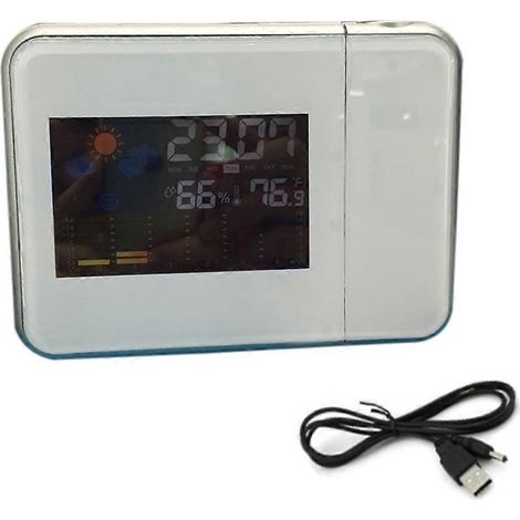 Réveil électronique avec projection météo et fonction snooze - Blanc (1/5)