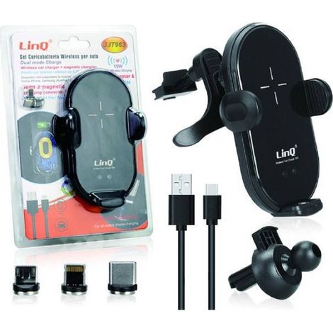 Trade Shop - Set Caricabatteria Wireless Per Auto 15w Smartphone 3 Connettori Magnetici Jjt963 - (1/5)