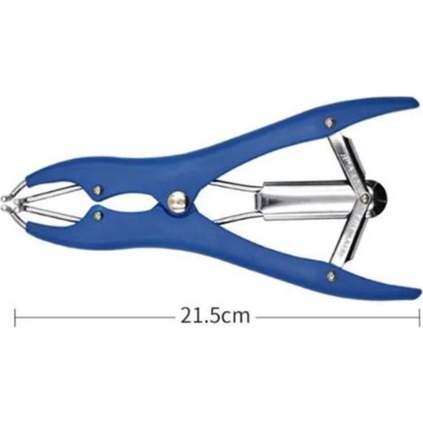 Pince à castration élastique en acier inoxydable pour bétail, porc, mouton, ceinture 100 anneaux en caoutchouc 21,5 cm bleu