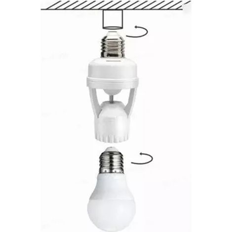 E27-Lampenfassung mit Bewegungsmelder (100–240 V), Verzögerung 10–300 Sekunden, 6 m Erfassungsbereich, Lampenfassungsadapter für Infrarot-Bewegungsmelderlampe (1/5)