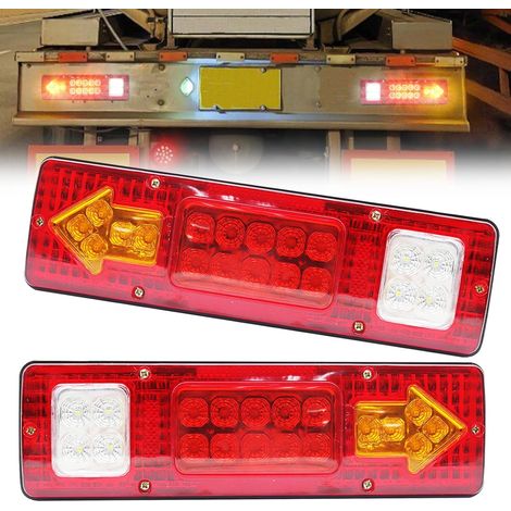 Luces LED para remolque, luces traseras LED de 19 LED para remolque de camión, luces de freno impermeables, intermitentes de marcha atrás, luces traseras para camiones, volquetes, tractores, remolques (1/5)