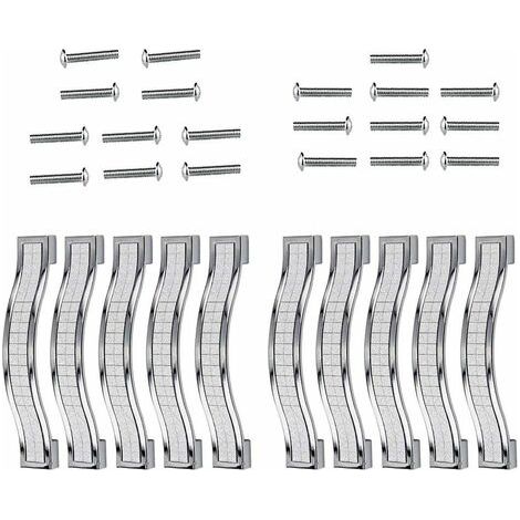 Lot de 10 poignées de tiroir en alliage strass cristal pour commode armoire de cuisine placard, Silver, 128MM-10PCS (1/5)