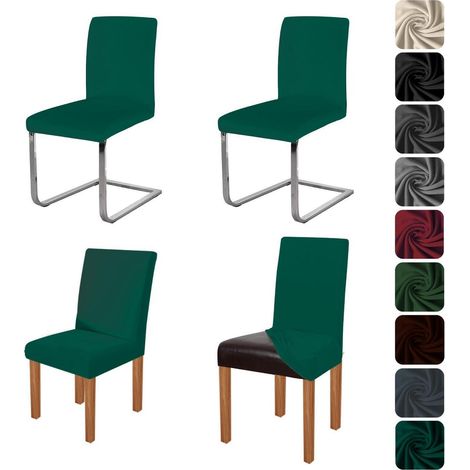 Housses de chaise extensibles lot de 4, lavables et déhoussables, bleu paon (1/5)