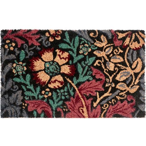 Felpudo antideslizante 45 x 75 cm con dorso de PVC motivo floral de fibra de coco multicolor Illiamna