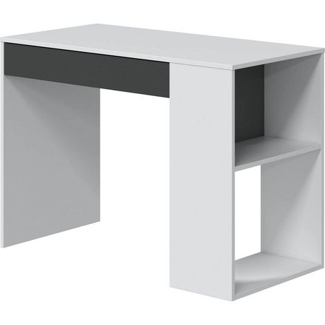 Dmora - Schreibtisch Danani, Wendeschreibtisch mit Schublade, Arbeits- oder Bürotisch für PC, 101x50h73 cm, Weiß und Anthrazit (1/5)