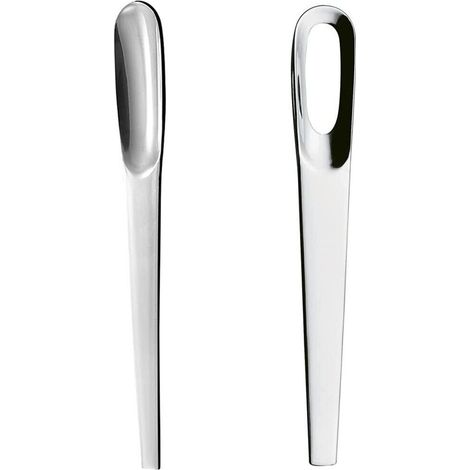 Set 24 Cucchiaini da Caffè Moka e Appetizer in Acciaio Inox 18/10 Design Moderno Minimal 12 con Foro + 12 Classici Lunghezza 10,6 cm Ideale per Bar Catering e Casa STILE QUALITA ELEGANZA MADE IN ITALY (1/5)