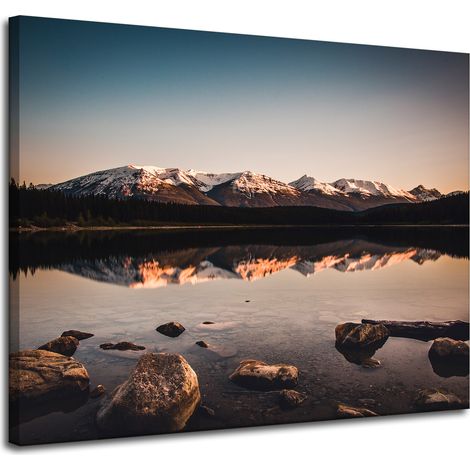 Leinwanddruck Naturlandschaft Berge Teich 100x80