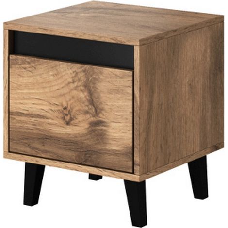 Lot de 2 tables de chevet aspect chêne wotan et gris anthracite Stik (1/4)