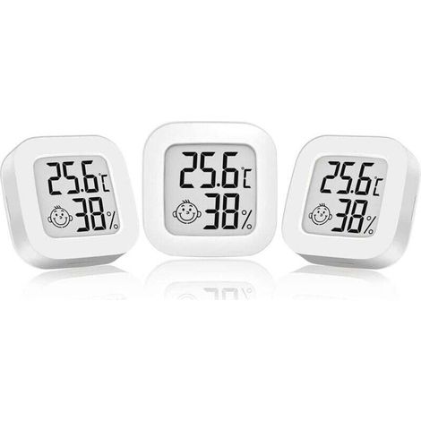Innenthermometer, Innenhygrometer, Mini-Hygrometer, digitales Außenthermometer, Innenthermometer für Zuhause, Terrarium, Babyzimmer, Inkubator, Keller, Ankleidezimmer usw. (3 Weiß)