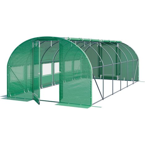 TOOLPORT Foliengewächshaus Gewächshaus 3x6m Premium mit schwenkbarer Türkonstruktion PE-Plane 180 g/m² grün transparent