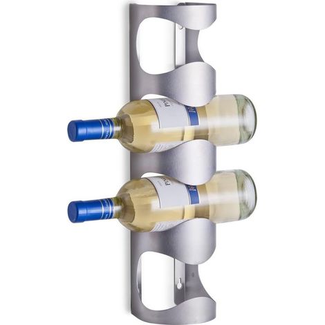 Support à Vin Mural 4 Bouteilles, Étagère De Rangement pour Bouteille De Vin en Acier Inoxydable Porte Bouteille Mural Home Creative Home, Argent. (1/4)