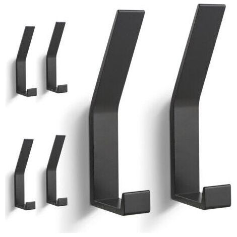 Wall-mounted coat rack for 6 coats with hooks, black (1/5)