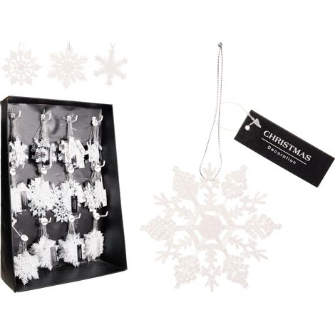 Fiocco di neve 10 cm bianco modello assortito PERAGA CHRISTMAS