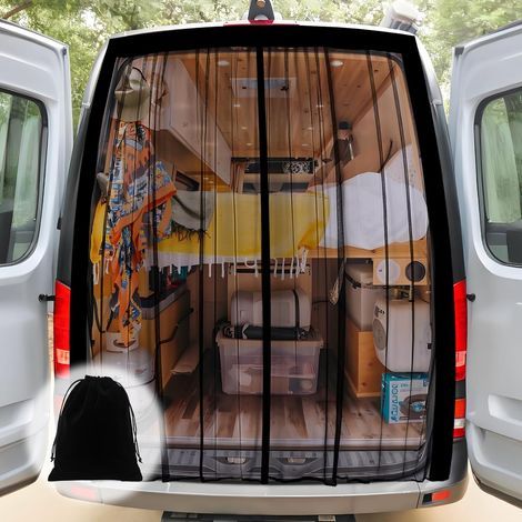 165 x 165 cm, Magnetic Mosquito Net for Van, Universal Mosquito Net with Magnetic Center for Campervan, Side Door/Trunk (1/5)