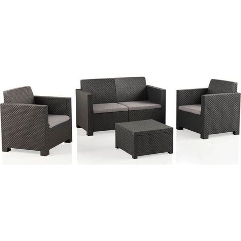 Set Muebles Jardín Evo Confort con 4 Plazas - Mobiliario Exterior con Mesa Auxiliar y Cojines (1/4)