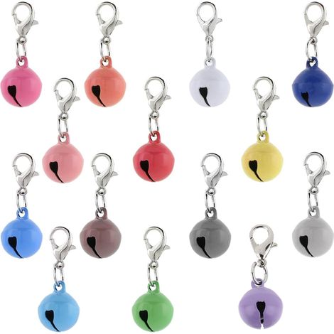Filiyano-Lot de 14 clochettes pour colliers de chats et de chiens, petites clochettes colorées avec boucles, clochettes rondes, accessoires pour (1/5)