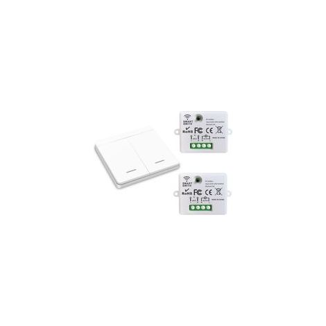 Interruptor de iluminación inalámbrico, interruptor de seguridad con transmisor RF y controlador receptor de 10 A, fácil instalación para lámparas de hasta 1500 W (2 receptores y 1 interruptor).