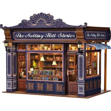 Modelo para armar, rompecabezas de madera para armar, soporte decorativo para libros hecho a mano, Notting Hill Story (1/2)