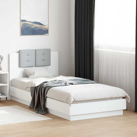 Cadre de lit LED RVB avec tête de lit en bois d'ingénierie blanc 100 x 200 cm sans matelas - PANGIVO (1/5)