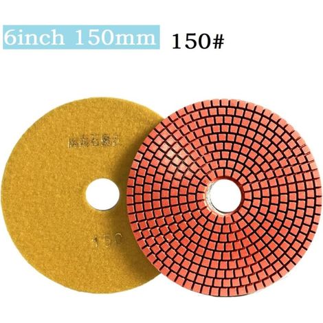6 Pouces 150mm Tampons De Polissage Diamant Sec/humide Disques De Meulage Flexibles Pour Béton Granit Marbre 30-3000 Disque De Ponçage,150Grit (1/4)