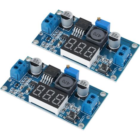 2 Pièces Convertisseur Buck DC-DC 4-40V vers 1,25-37V 2A, Module Régulateur Tension Abaisseur Réglable Stable 36V 24V 12V à 5V avec Affichage LED Numérique et Bornes à Vis (1/5)