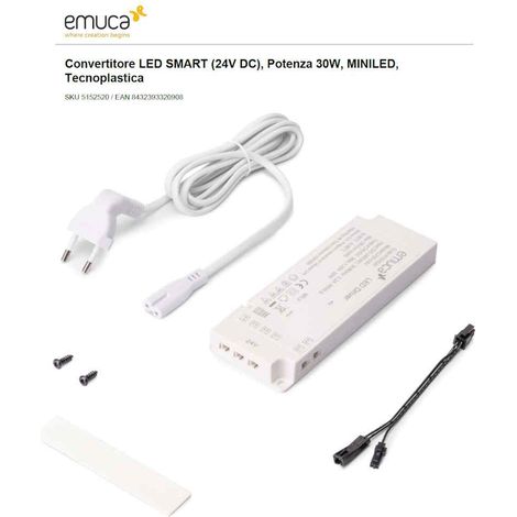 ALIMENTATORE 24V-30W TERMOPLASTICA CON INGRESSO SENSORE E CAVO SPINA EMUCA MINILED (1/3)