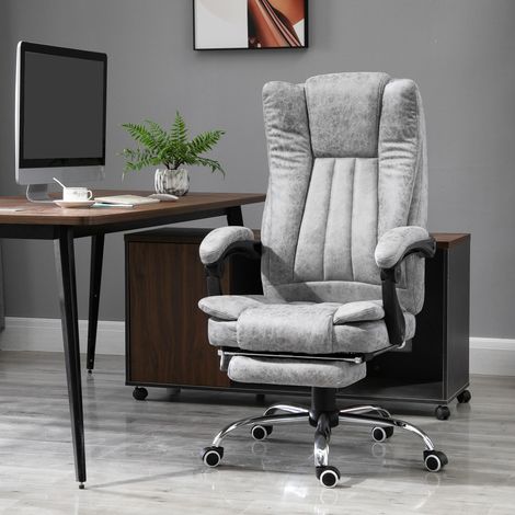 Höhenverstellbarer Bürostuhl mit Heizung und Massagefunktion, Sessel mit Fußstütze, ergonomischer Mikrofaser-Stuhl, 62 x 70 x 113–120 cm, Grau (1/5)