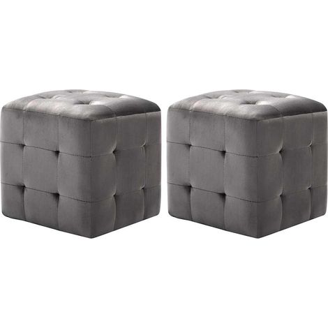 Mesitas de noche 2 unidades terciopelo gris 30x30x30 cm vidaXL