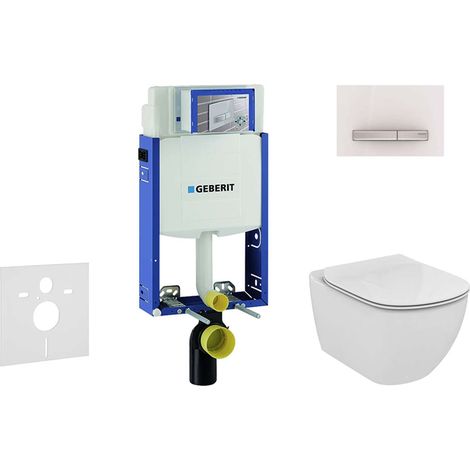 Geberit Kombifix - Installationselement für Wand-WC  mit Betätigungsplatte SIGMA50, Alpinweiß +  Ideal Standard Tesi - WC und WC Sitz, Aquablade, SoftClose 110.302.00.5 NU8